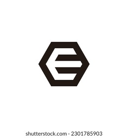 Letra E contorno hexagonal símbolo geométrico simple logo vector
