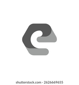 letter e hexagonal curves 3d flat logo vector 