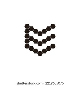 Letter E hexagons, shield geometric symbol simple logo vector