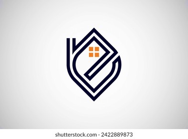 Letter E and home combination logo icon vector template