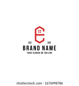 letter E home logo design vector template