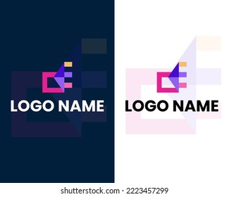 letter e with home logo design template