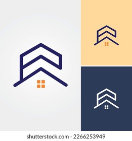 Letter E Home Logo Design Vector
