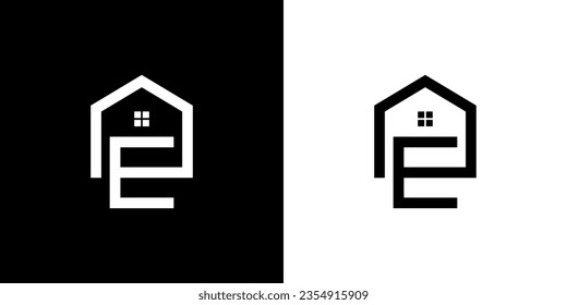 Letter E Home Logo, Initial E home Logo, Letter E house Logo, Real Estate, Property, Icon, Vector