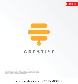 Letter E honey logo design template. Universal vector icon. Modern logotype symbol