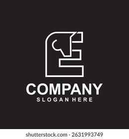 Letter E Horse Flat Modern Minimalist logo design template