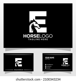 Letter E Horse Logo Design Template Inspiration, Vector Illustration.