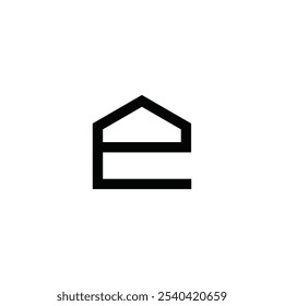 Letra E e House ícone logotipo vetor. Modelo de logotipo imobiliário