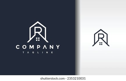 letter E house line logo