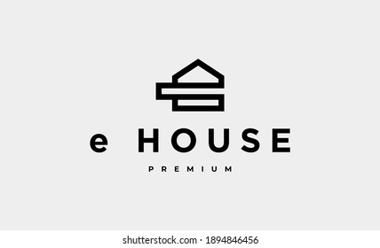 letter e house logo design vector illustration