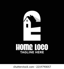 Letter E House Logo Design Template Inspiration, Vector Illustration.