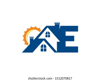 Letter E house logo or symbol template design