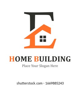 Letter e with house vector logo template. Suitable for business, web design and property

