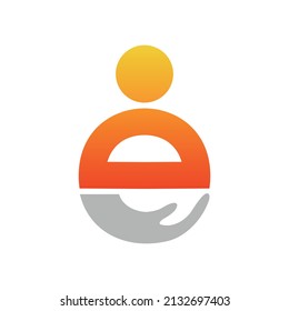 Diseño de logotipo de cuidado humano de carta E
