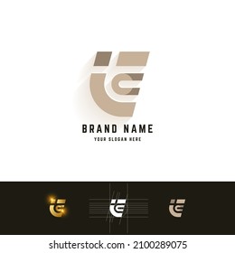 Letter E or ic monogram logo with grid method design