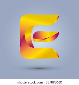 Letter E icon design and elegant typographic concept. gradient red and yellow