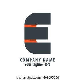 Letter E Icon Design Template Elements Logo Orange Black