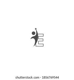 Icono de la letra E con sucsi hombre abstracto delante, icono del logo del alfabeto ilustración de diseño creativo