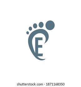 Letter E icon logo combined with footprint icon design template