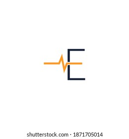 Letter E icon logo combined with pulse icon design template