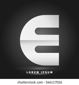 Letter E icon and logo template. Flat and elegant typographic. white paper concept