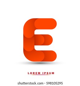 Letter E icon and logo template. elegant, and simple typographic. orange