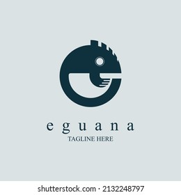 letter e iguana reptil logo template design for brand or company and other