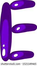Letter E, illustration, vector on white background.