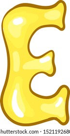 Letter E, illustration, vector on white background.