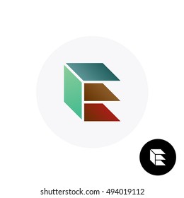 Letter E industrial building logo. Slabs perspective construction symbol.