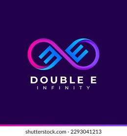 Letter E Infinity Logo design and Blue Purple Gradient Colorful symbol for Business Company Branding and Corporate Identity