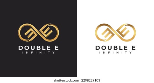 Carta E Diseño de logotipo infinito y símbolo Gold Elegant Luxury para la marca de empresa y la identidad corporativa