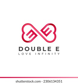 Letter E Infinity Logo design and Endless love symbol for Valentine's day Wedding Dating and Charity concept