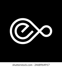 Letra E infinity diseño de logotipo minimalista