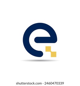 The letter "e" is infused with tech elements like circuits or pixels, suggesting innovation and digital prowess. The design is sleek and modern, symbolizing advancement.