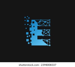 Letter E initial based technology Alphabet icon logo design.