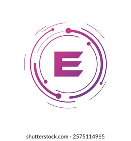 Letter E Initial Cyber Multimedia Logo