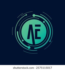 Letter A E Initial Cyber Multimedia Logo