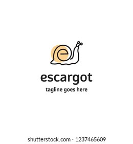 letter e initial and escargot logo icon vector