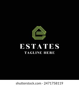 letter E initial as estate building logo icon vector template