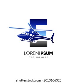 Letter E Initial Helicopter Logo Design Vector Icon Graphic Illustration 