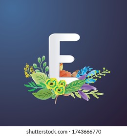 
letter E initial logo element with floral ornament decoration