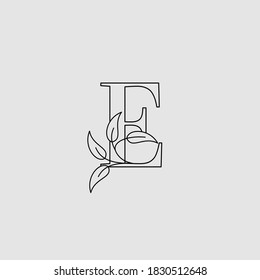 Letter E Initial Logo Icon Monogram Nature Leaves Template Design