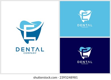 Letter E initial modern dental logo vector. Minimalist teeth logo creative unique icon
