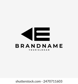 LETTER E INITIAL PENCIL PEN LOGO ICON ILLUSTRATION