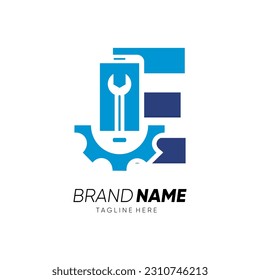 Letter E Initial Phone Service Mobile Logo Design Vector Icon Graphic Emblem Illustration 