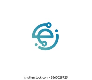 Letter E initial tech logo vector. Trendy E wire logo template