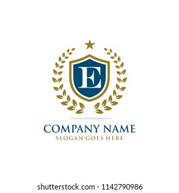 Letter E initial wreath logo template