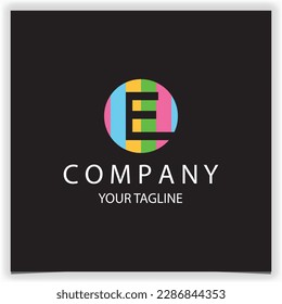 letter e initials logo with colorful circles suitable for paint logo premium elegant template vector eps 10