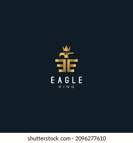 Letter E Initials with the shape of the Eagle King icon. Luxurious and elegant Creative Letter Logo Vector Illustration